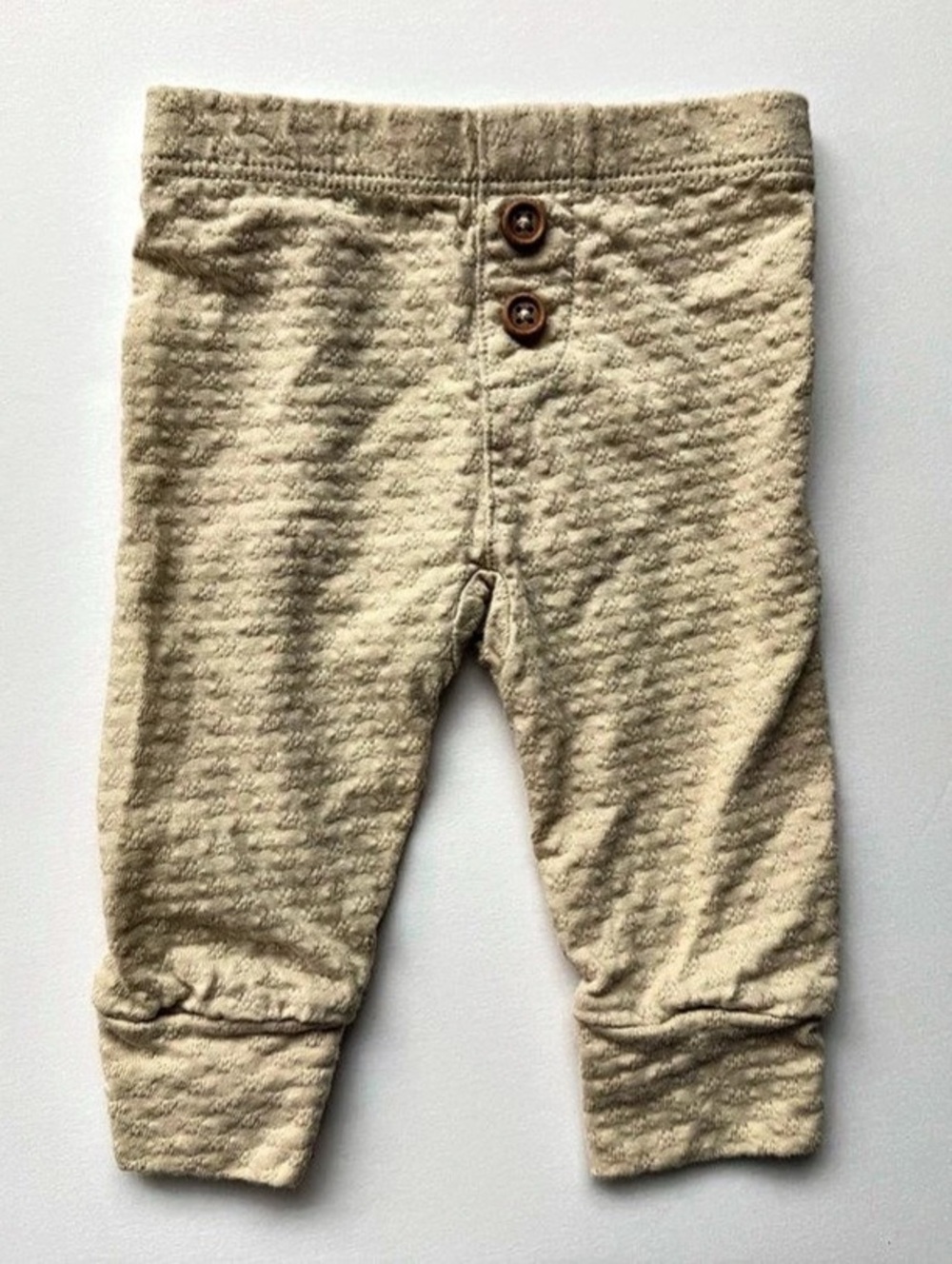 Quincy Mae Organic Cotton Knit Pants Beige Baby 0-3M